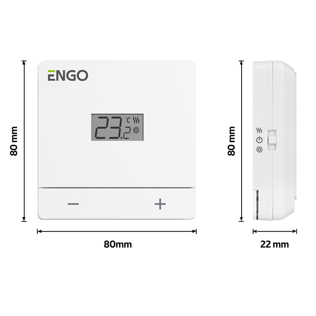 Ενσύρματος, επιφανειακός ρυθμιστής θερμοκρασίας, 230V, λευκός - EASY230W